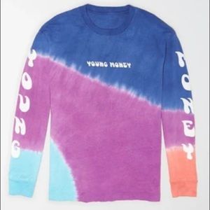 American Eagle Young Money Tie Dye Printed Crew Neck Long Sleeve T-shirt Sz XL